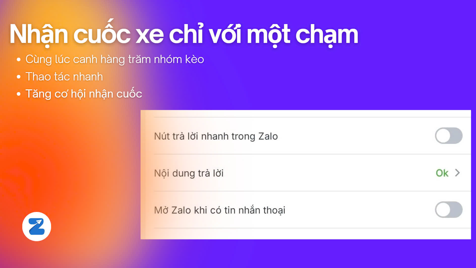 Nhận cuốc xe chỉ với một chạm
